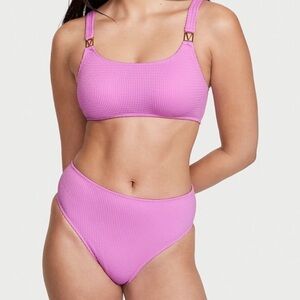 Pink Ribbed Bikini Set